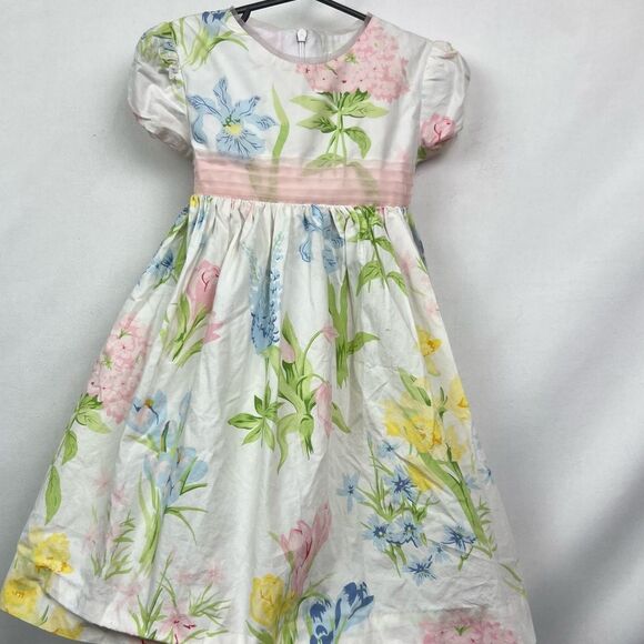 Hartstrings white floral cotton party dress EUC size 2T bow spring Easter - Picture 1 of 13